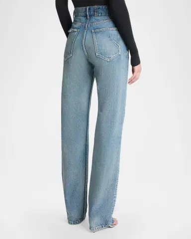 Alaïa High-Rise Straight-Leg Denim Pants | Thumbnail 2