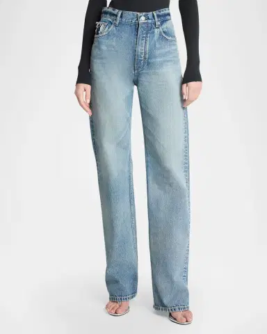Alaïa High-Rise Straight-Leg Denim Pants | Thumbnail 3