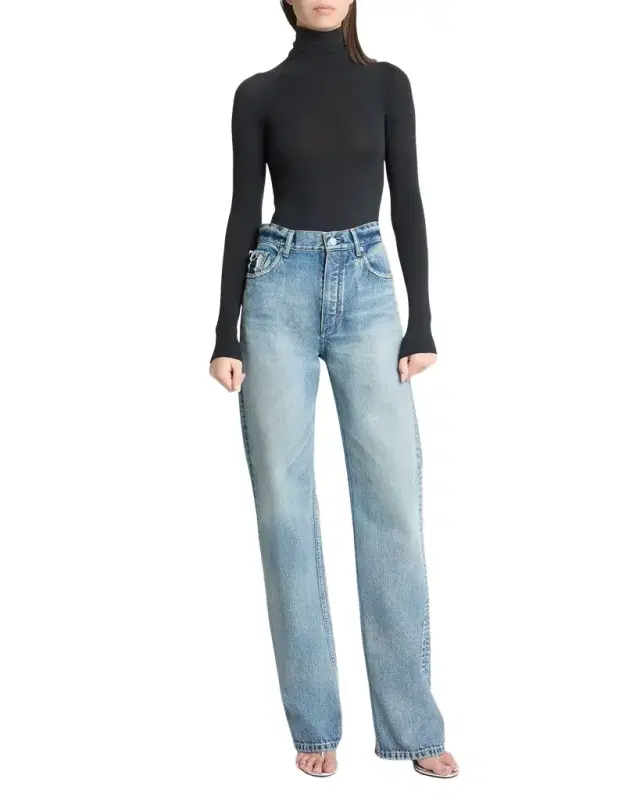 ALAÏA High-Rise Straight-Leg Denim Pants