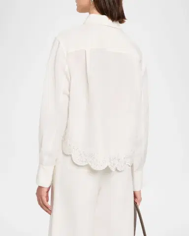 Simkhai Ames Embroidered Linen-Blend Shirt | Thumbnail 3 Simkhai Ames Embroidered Linen-Blend Shirt | Thumbnail 3