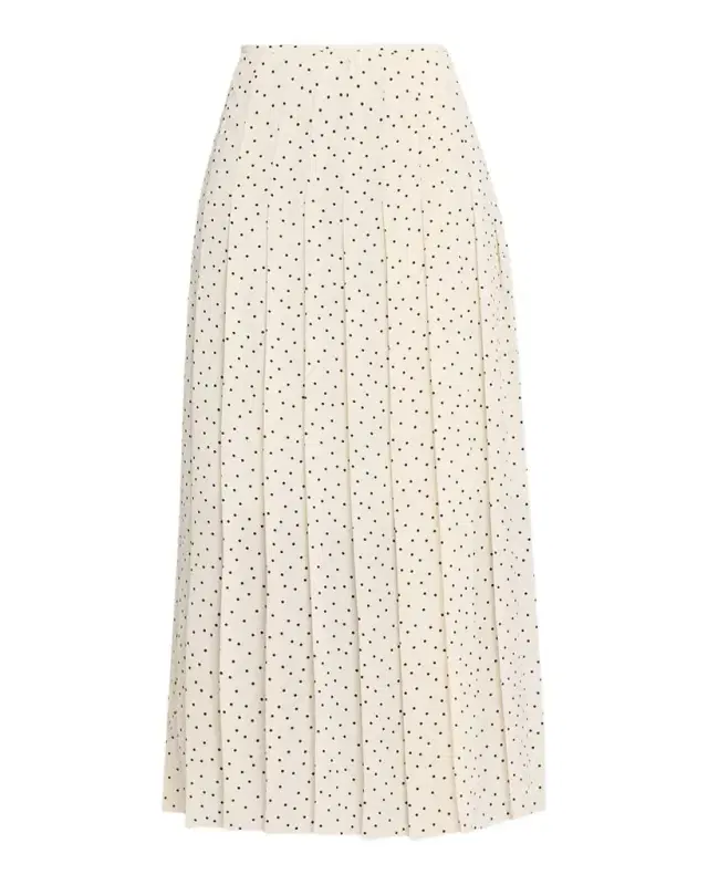 Pleated Polka Dot Wrap Skirt