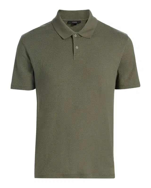 Vince Men 's Rib-Knit Cotton-Blend Polo Shirt