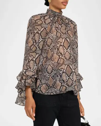 Ungaro Raina Ruffle Snakeskin-Print Blouse | Thumbnail 4 Ungaro Raina Ruffle Snakeskin-Print Blouse | Thumbnail 4