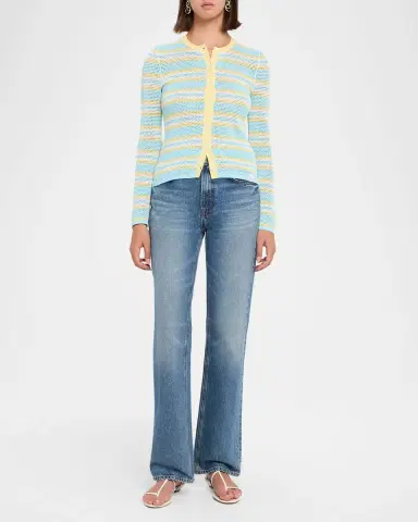SIMKHAI Ruthie Striped Open-Knit Cardigan | Thumbnail 2 SIMKHAI Ruthie Striped Open-Knit Cardigan | Thumbnail 2