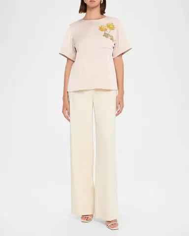 Ungaro Amina Crystal Floral Crewneck Blouse | Thumbnail 2 Ungaro Amina Crystal Floral Crewneck Blouse | Thumbnail 2