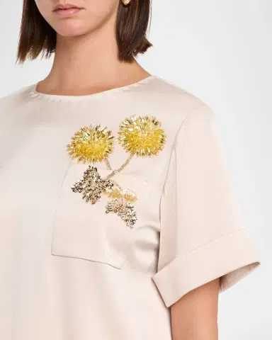 Ungaro Amina Crystal Floral Crewneck Blouse | Thumbnail 5 Ungaro Amina Crystal Floral Crewneck Blouse | Thumbnail 5