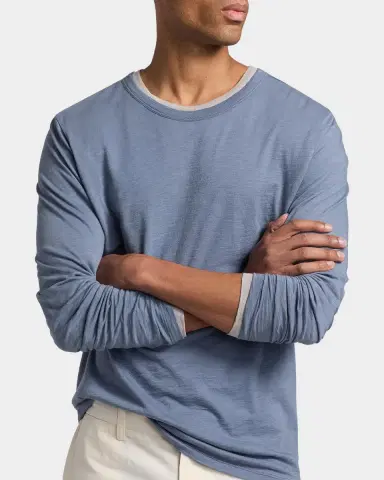 Vince Men's Fine Slub Cotton Double-Layer Crewneck T-Shirt | Thumbnail 5 Vince Men's Fine Slub Cotton Double-Layer Crewneck T-Shirt | Thumbnail 5