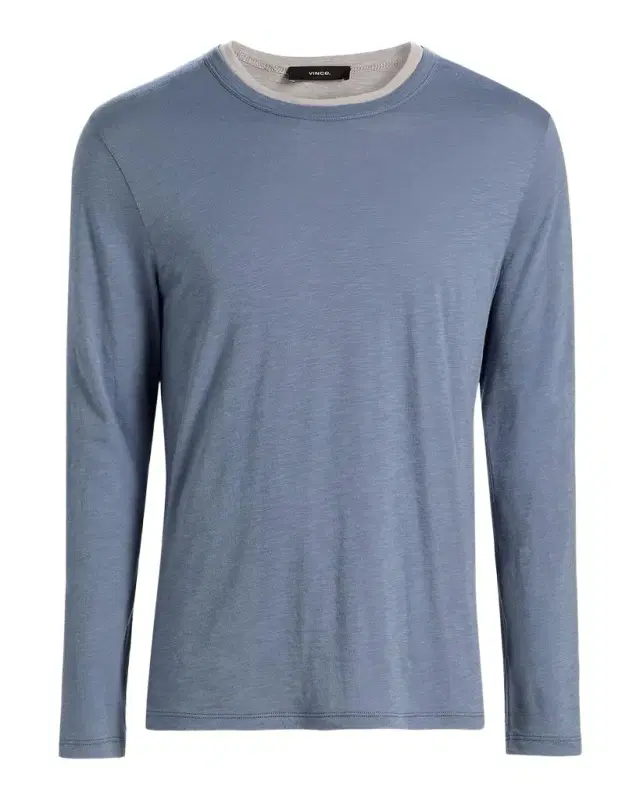 Vince Men 's Fine Slub Cotton Double-Layer Crewneck T-Shirt