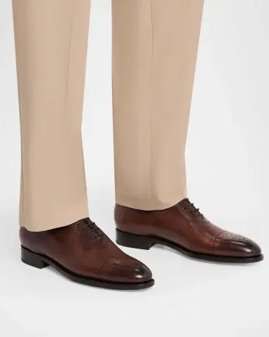 Kiton Men's Caravaggio Brogue Leather Oxford Shoes | Thumbnail 2