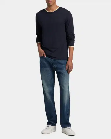 Vince Men's Fine Slub Cotton Double-Layer Crewneck T-Shirt | Thumbnail 2