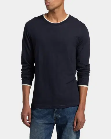 Vince Men's Fine Slub Cotton Double-Layer Crewneck T-Shirt | Thumbnail 4