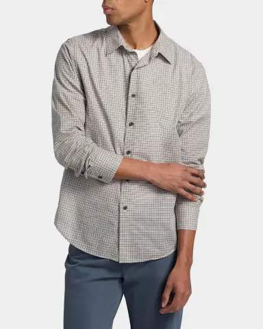 Vince Men's Condor Micro Plaid Cotton Shirt | Thumbnail 4