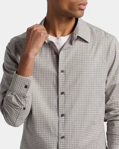 Vince Men's Condor Micro Plaid Cotton Shirt | Thumbnail 5