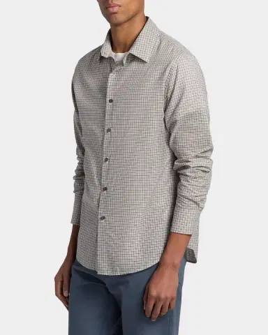 Vince Men's Condor Micro Plaid Cotton Shirt | Thumbnail 7