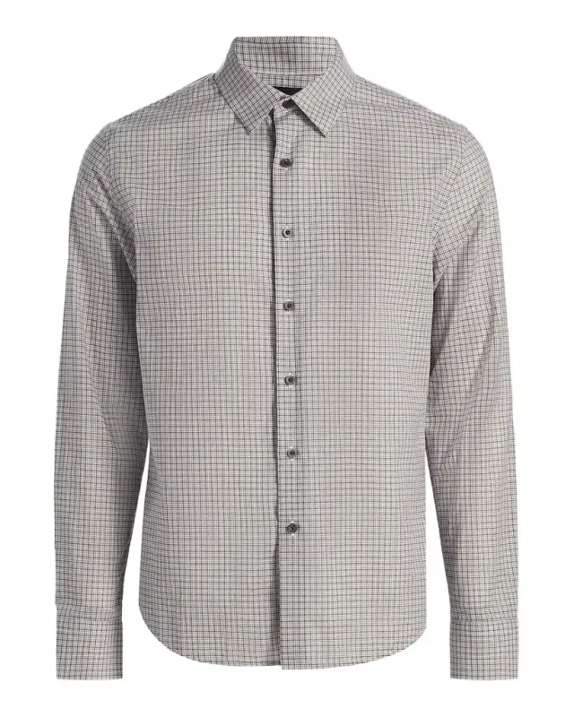 Vince Men 's Condor Micro Plaid Cotton Shirt