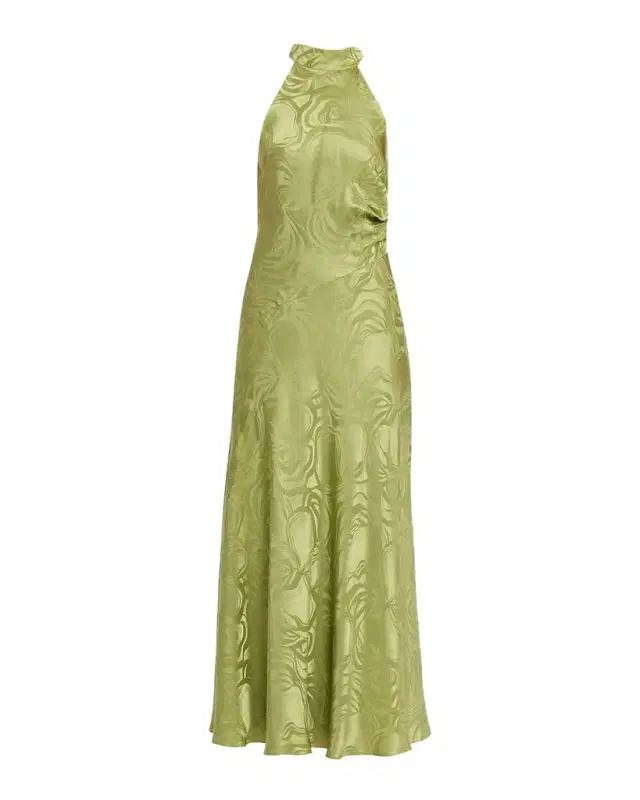 Tanya Taylor Anais Silk-Blend Halter Maxi Dress