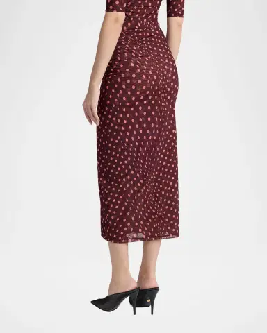 Stella McCartney Polka Dot Mesh Ruched Midi Skirt | Thumbnail 2