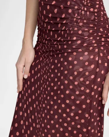 Stella McCartney Polka Dot Mesh Ruched Midi Skirt | Thumbnail 4