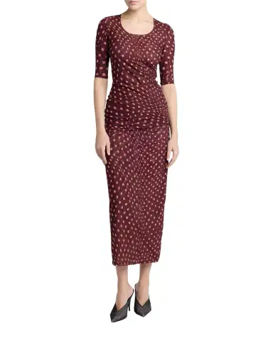 Stella McCartney Polka Dot Mesh Ruched Midi Skirt | Thumbnail 1