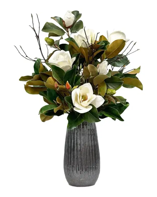 Winward Home Magnolia 38" Faux Floral Arrangement in Stripe Vase