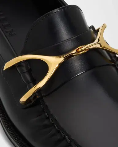 McQueen Men's Wishbone Leather Moc-Toe Loafers | Thumbnail 3