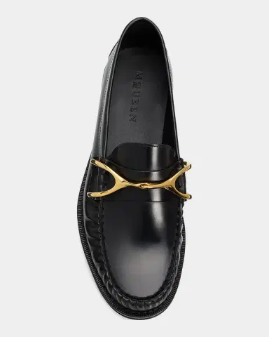 McQueen Men's Wishbone Leather Moc-Toe Loafers | Thumbnail 4