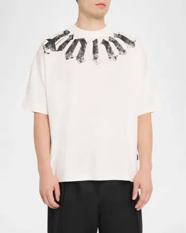 Palm Angels Men's Big Neck Logo Cotton T-Shirt | Thumbnail 4 Palm Angels Men's Big Neck Logo Cotton T-Shirt | Thumbnail 4