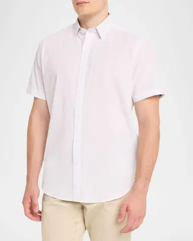 Robert Graham Men's Thresher Textured Cotton Short-Sleeve Shirt | Thumbnail 4