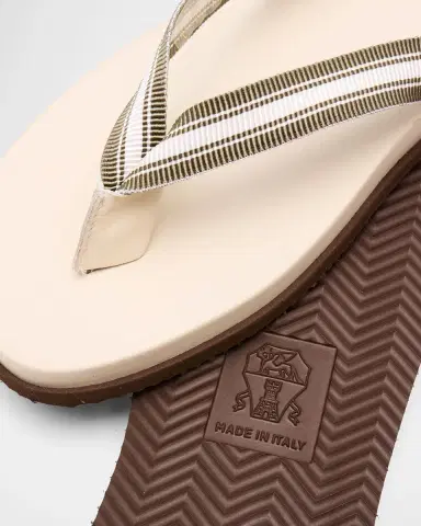 Brunello Cucinelli Men's Leather Grosgrain-Stripe Flip-Flops | Thumbnail 5 Brunello Cucinelli Men's Leather Grosgrain-Stripe Flip-Flops | Thumbnail 5