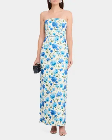 SACHIN & BABI Sophia Strapless Floral Cloque Column Gown | Thumbnail 2 SACHIN & BABI Sophia Strapless Floral Cloque Column Gown | Thumbnail 2
