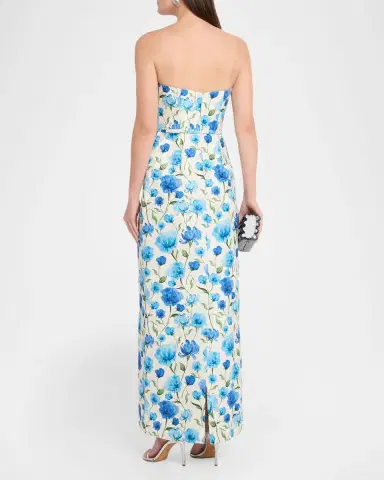 SACHIN & BABI Sophia Strapless Floral Cloque Column Gown | Thumbnail 3 SACHIN & BABI Sophia Strapless Floral Cloque Column Gown | Thumbnail 3
