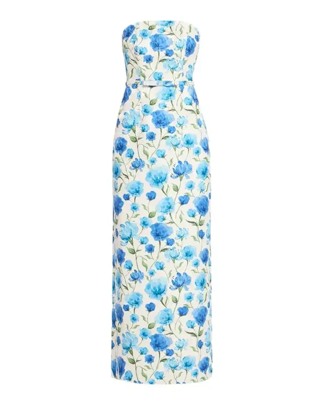 SACHIN BABI Sophia Strapless Floral Cloque Column Gown