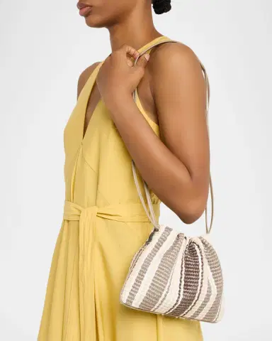 Brunello Cucinelli Striped Woven Raffia-Effect Shoulder Bag | Thumbnail 2 Brunello Cucinelli Striped Woven Raffia-Effect Shoulder Bag | Thumbnail 2