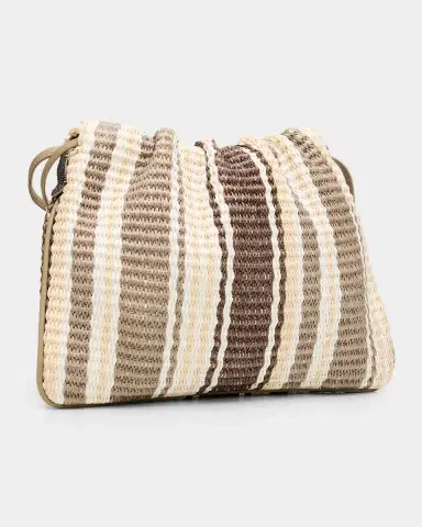 Brunello Cucinelli Striped Woven Raffia-Effect Shoulder Bag | Thumbnail 3 Brunello Cucinelli Striped Woven Raffia-Effect Shoulder Bag | Thumbnail 3