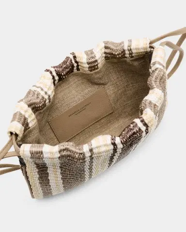 Brunello Cucinelli Striped Woven Raffia-Effect Shoulder Bag | Thumbnail 4 Brunello Cucinelli Striped Woven Raffia-Effect Shoulder Bag | Thumbnail 4