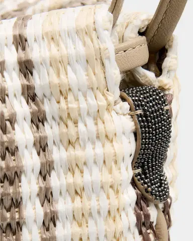 Brunello Cucinelli Striped Woven Raffia-Effect Shoulder Bag | Thumbnail 5 Brunello Cucinelli Striped Woven Raffia-Effect Shoulder Bag | Thumbnail 5