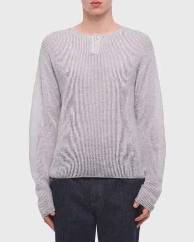 Helmut Lang Men's Waffle-Knit Henley T-Shirt | Thumbnail 4 Helmut Lang Men's Waffle-Knit Henley T-Shirt | Thumbnail 4