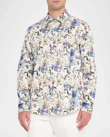 Robert Graham Men's Briarcliff Cotton Stretch Floral Sport Shirt | Thumbnail 4 Robert Graham Men's Briarcliff Cotton Stretch Floral Sport Shirt | Thumbnail 4