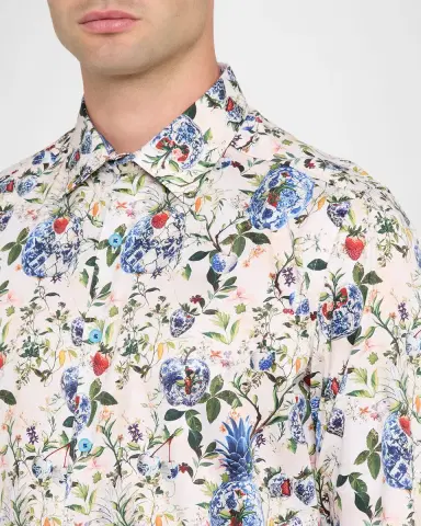 Robert Graham Men's Briarcliff Cotton Stretch Floral Sport Shirt | Thumbnail 5 Robert Graham Men's Briarcliff Cotton Stretch Floral Sport Shirt | Thumbnail 5