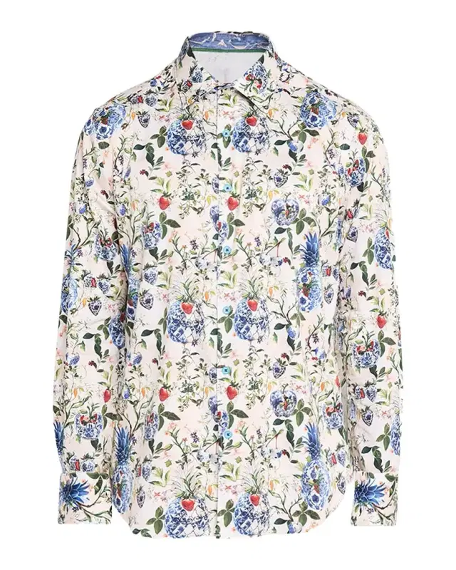 Robert Graham Men 's Briarcliff Cotton Stretch Floral Sport Shirt