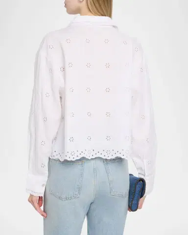 LoveShackFancy Delano Eyelet Linen Top | Thumbnail 3 LoveShackFancy Delano Eyelet Linen Top | Thumbnail 3
