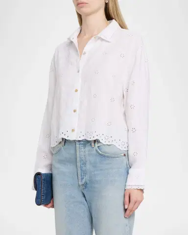 LoveShackFancy Delano Eyelet Linen Top | Thumbnail 4 LoveShackFancy Delano Eyelet Linen Top | Thumbnail 4