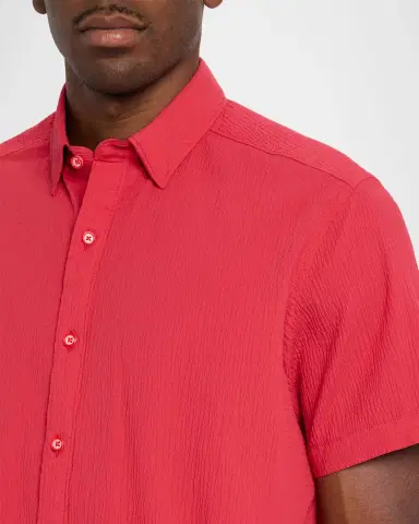 Robert Graham Men's Thresher Textured Cotton Short-Sleeve Shirt | Thumbnail 5