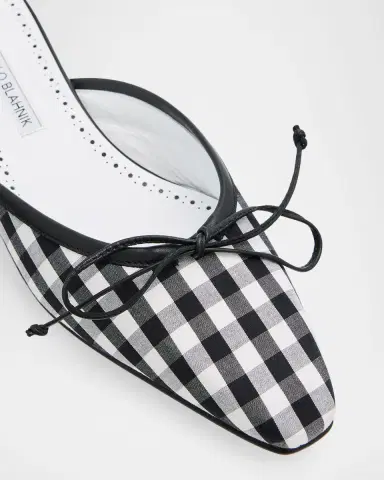 Manolo Blahnik Ballerimu Gingham Mules | Thumbnail 4