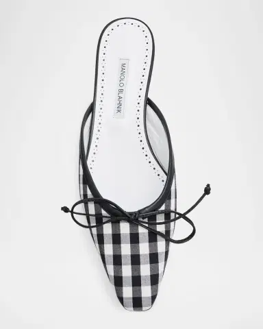 Manolo Blahnik Ballerimu Gingham Mules | Thumbnail 5