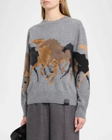 Stella McCartney Racing Horses Crewneck Sweater | Thumbnail 3 Stella McCartney Racing Horses Crewneck Sweater | Thumbnail 3