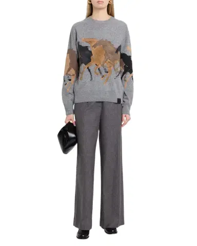 Stella McCartney Racing Horses Crewneck Sweater | Thumbnail 1 Stella McCartney Racing Horses Crewneck Sweater | Thumbnail 1