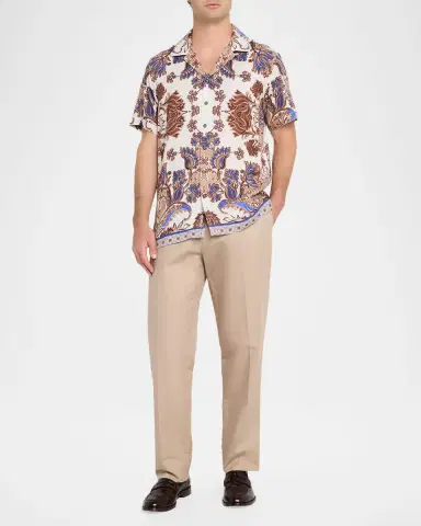 Robert Graham Men's Dunbridge Printed Cotton-Linen Camp Shirt | Thumbnail 2 Robert Graham Men's Dunbridge Printed Cotton-Linen Camp Shirt | Thumbnail 2