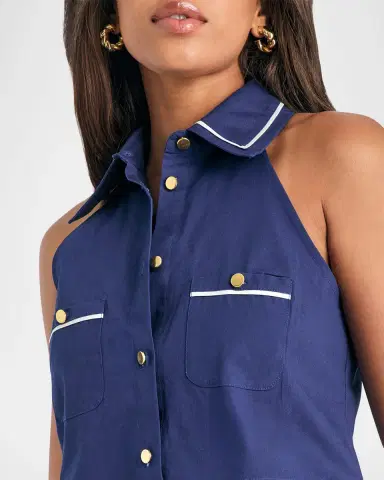 SEROYA Yumi Button-Front Crop Top | Thumbnail 5