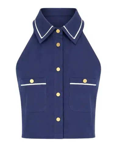 SEROYA Yumi Button-Front Crop Top | Thumbnail 1